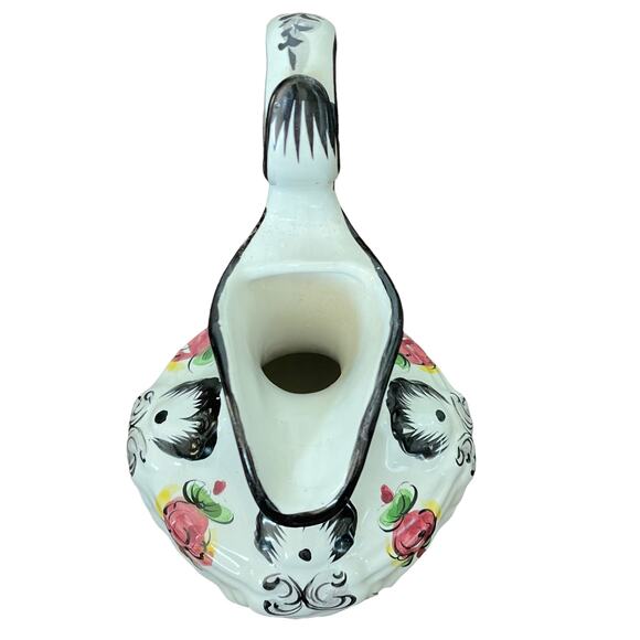 Vintage Portugal Pottery Pitcher & Bowl Plate Vestal Alcobaca Hand Painted Farm - Picture 4 of 16